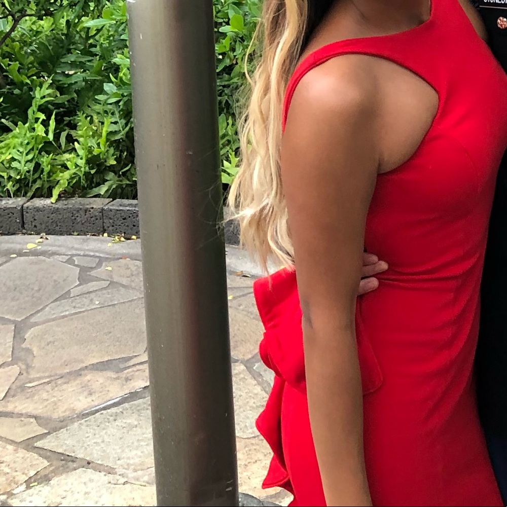 Backless red dress